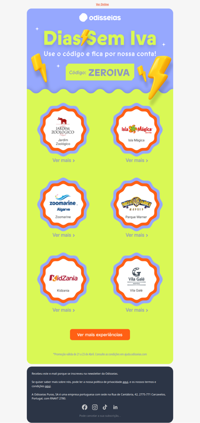 Jardim Zoológico, Zoomarine, Vila Galé,...Sem IVA 😍