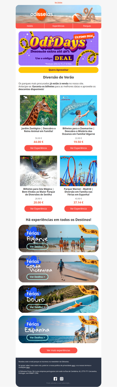 🎢 Warner, Zoomarine e + com desconto extra!