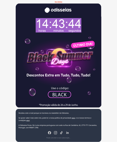 Olá, a Black Summer vai terminar! ⏰