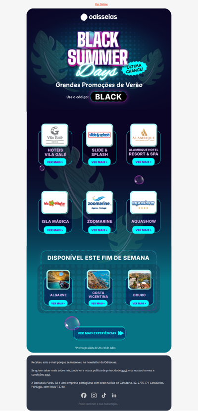 Vila Galé, Aquashow, Zoomarine...Tudo a Preço Black! 🖤