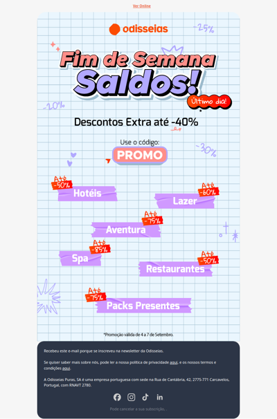 Últimas horas ⏰ Saldos até -40% extra