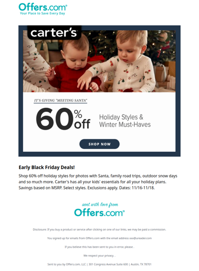 60% off Carter's Early Black Friday Deals!