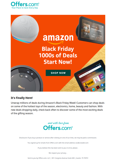 It's Here! Amazon's Black Friday Sale Starts Now