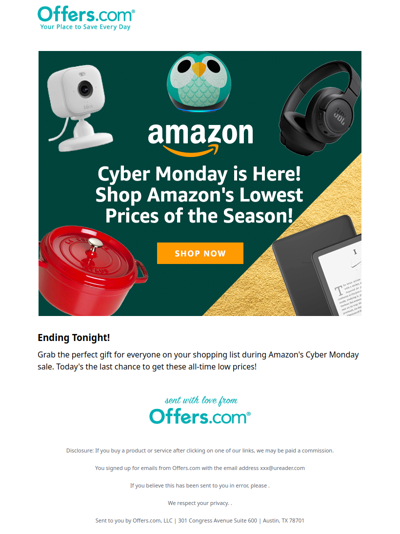 Amazon's Cyber Monday Sale Ends Soon!