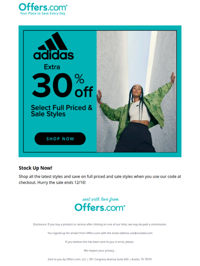 30% off Select adidas Styles!