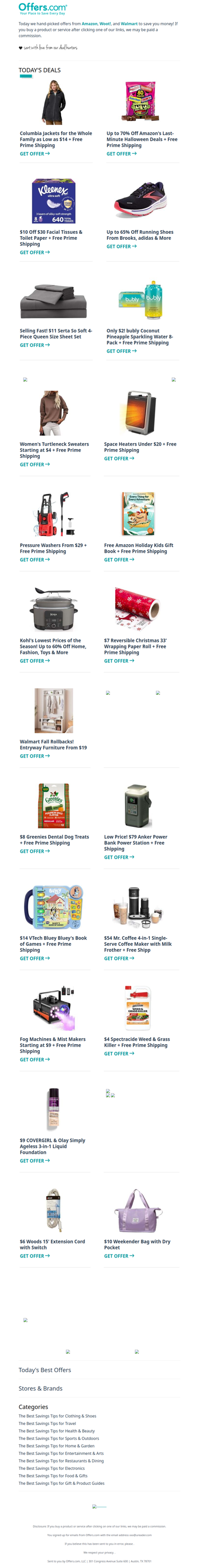 Columbia Jackets From $14 | $11 Serta Sheets | Free Amazon Holiday Gift Book