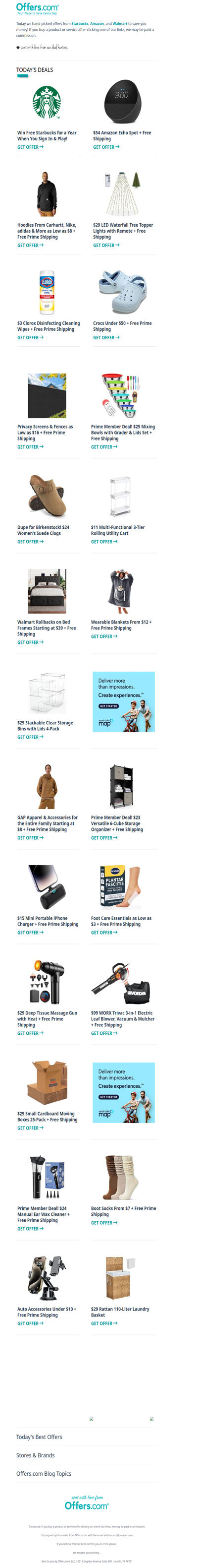 Win Free Starbucks for a Year | $3 Clorox Wipes | Wearable Blankets From $12