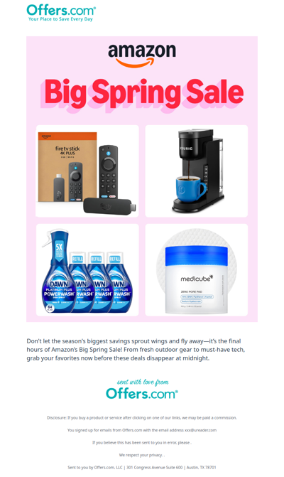 The Amazon Big Spring Sale Ends Tonight!