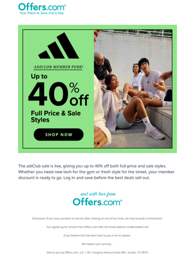 adidas: Up to 40% Off with adiClub