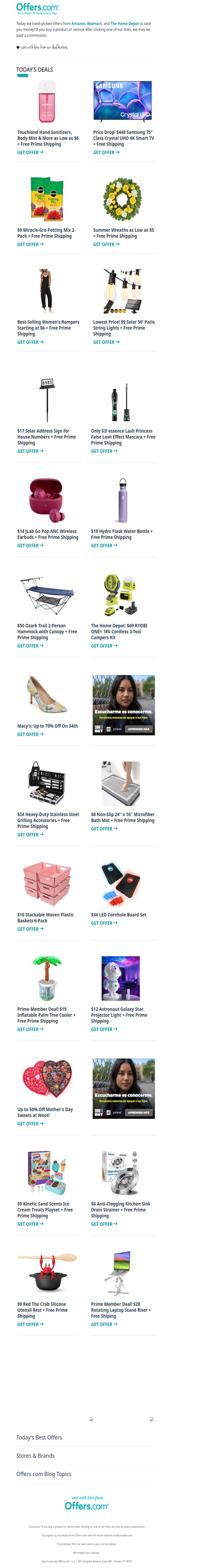 Touchland From $6 | $9 Solar 50' Patio Lights | $19 Hydro Flask