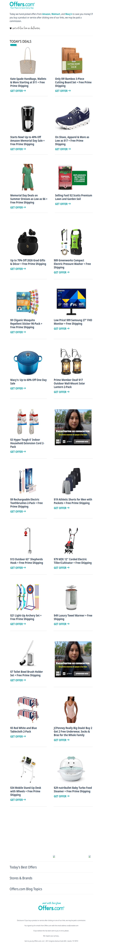 $2 Soil | Kate Spade From $11 | $99 Samsung Monitor