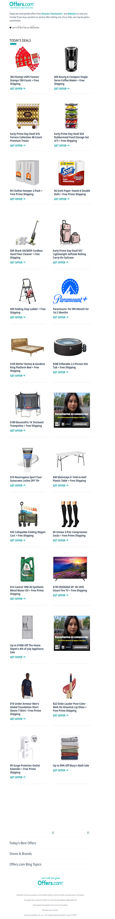 39¢ Stamps | $6 Scott Paper Towels | 99¢ Paramount+ | $59 Shark VACMOP