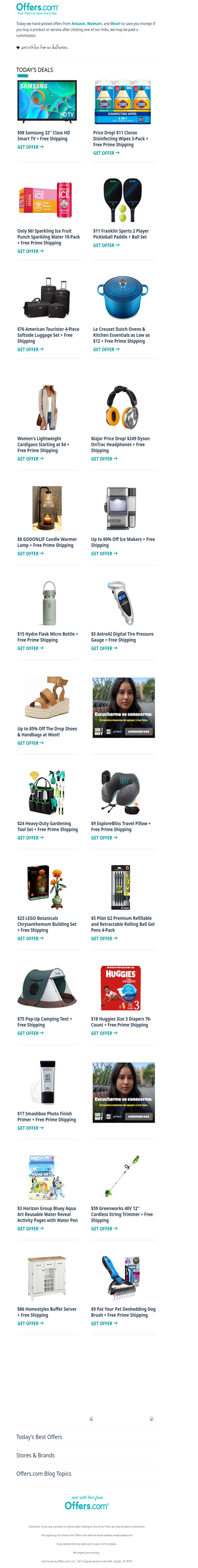 Le Creuset From $12 | $98 Samsung TV | $8 Candle Warmer | $5 Tire Gauge