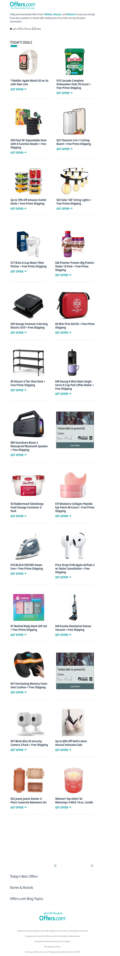 Free Apple Watch | Amazon Outlet | $17 Brita | $8 First Aid Kit