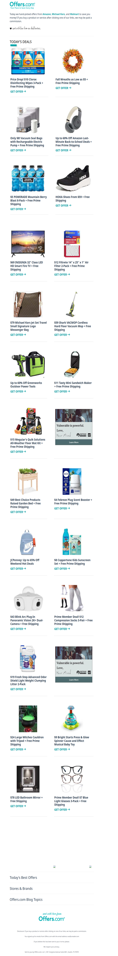 HOKA From $59 | $10 Clorox Wipes 3-Pk. | $59 Shark VACMOP