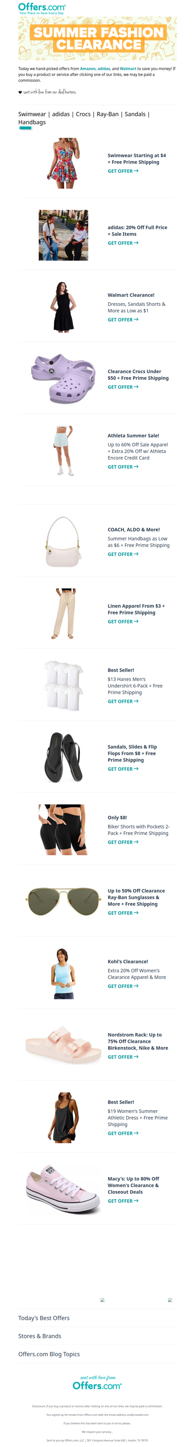 Clearance Alert: Summer Fashion From $1