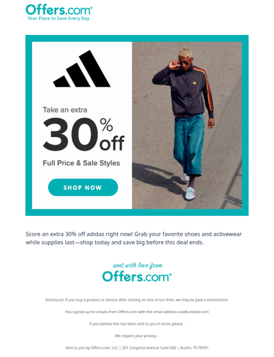 End of Summer Deals: Extra 30% Off adidas