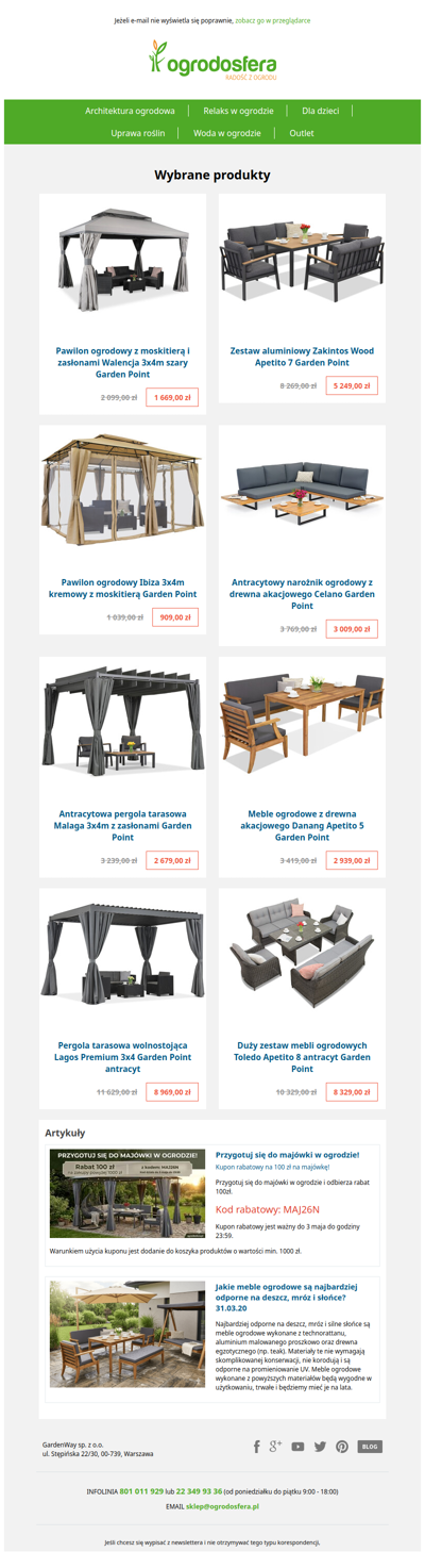 ☀️ Przygotuj się do majówki w ogrodzie! Zrób zakupy z kodem rabatowym!