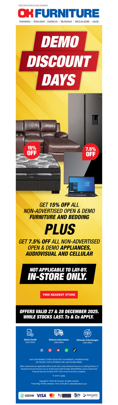 UP TO 15% OFF AT DEMO DISCOUNT DAYS!