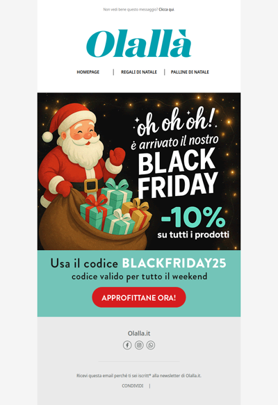 🎄 Black Friday Day: -10% su tutto!