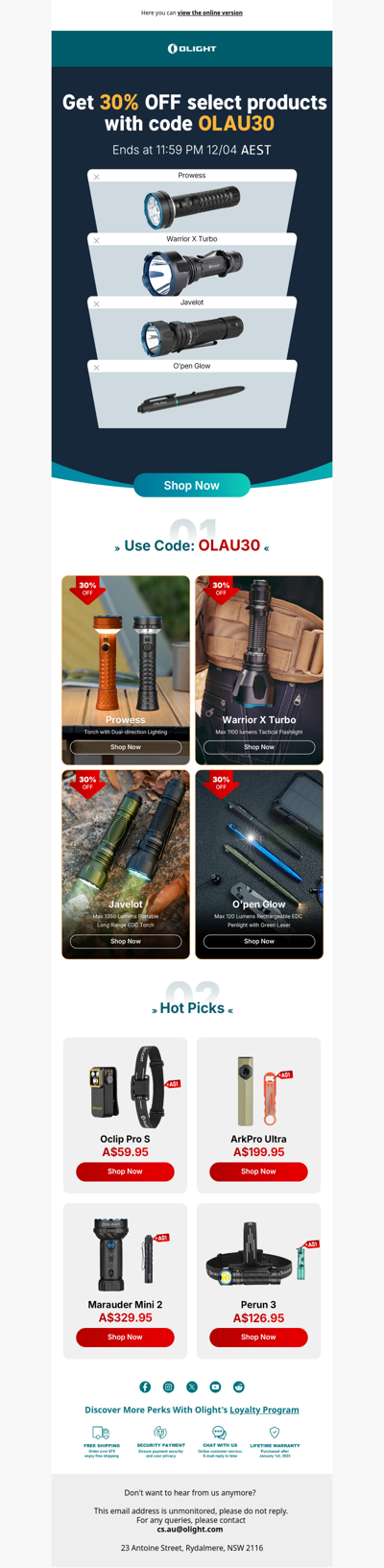 OLAU30: unlock 30% OFF select gear