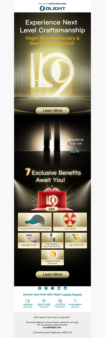 Olight 19th Birthday. Open for a Hint.