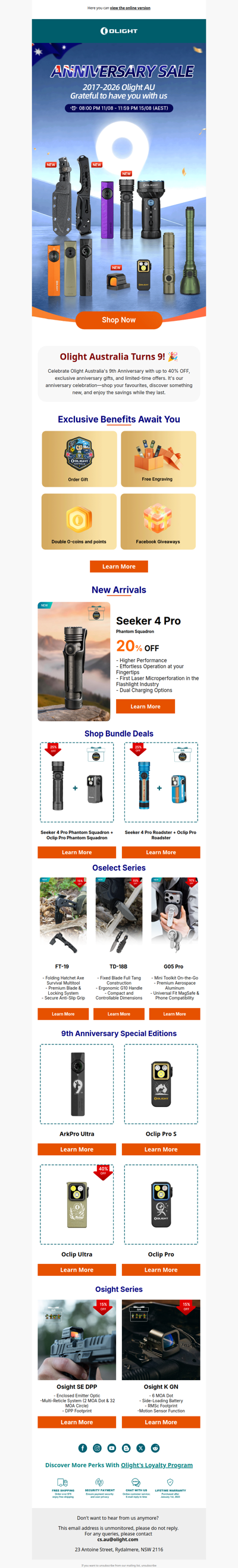 🎉 Celebrate Olight AU's 9th Anniversary!