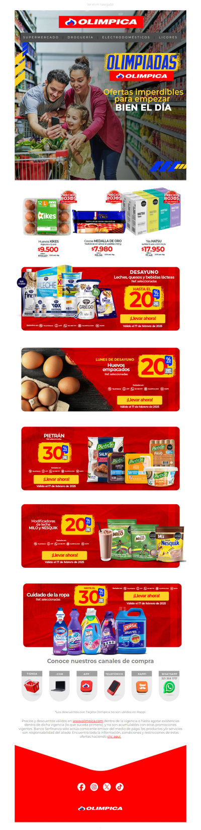 Conoce las súper ofertas de Olimpiadas Olímpica 🛒para ahorrar desde el desayuno y más.🤑