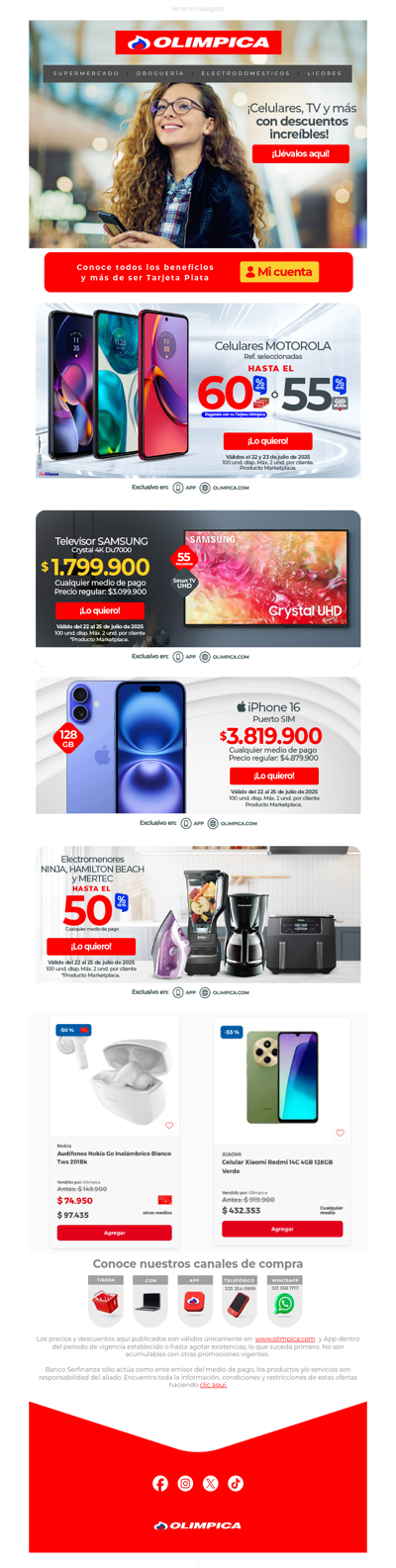 ¿Estrenamos? 🥳​ HOY hasta 60% dcto en celulares, TV y más 📲​💰​