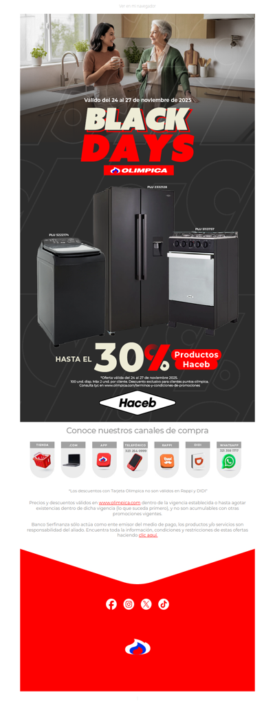 💎 Electrodomésticos Haceb a precios Black 🔥 ¡Solo en Olímpica!