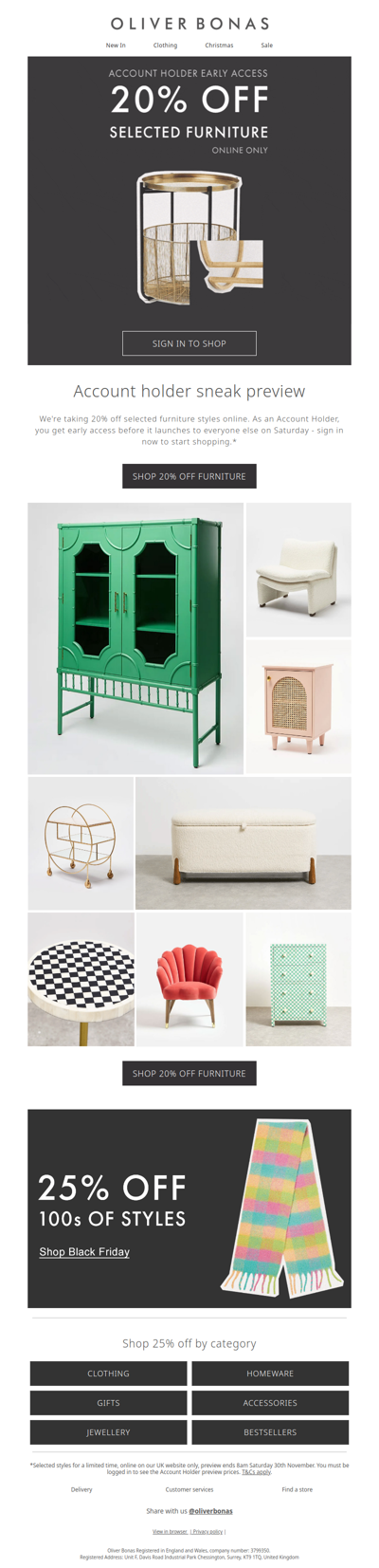 20% off selected furniture | Exclusive preview