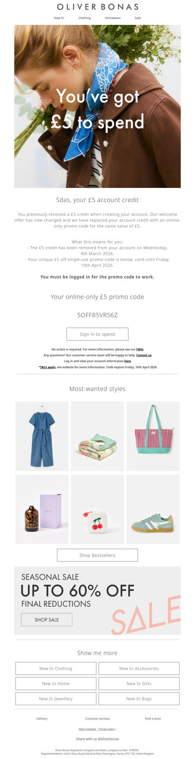 sdas, you've still got £5 left to spend