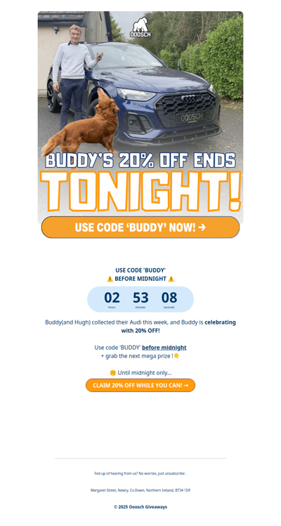 Your code expires MIDNIGHT ! 👉