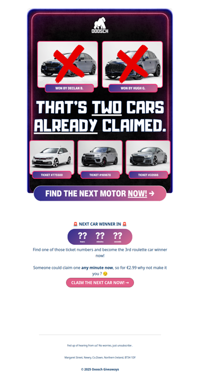 😮 Just THREE cars remain ...