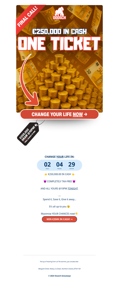 🤑 Win €250K cash TONIGHT 🤑