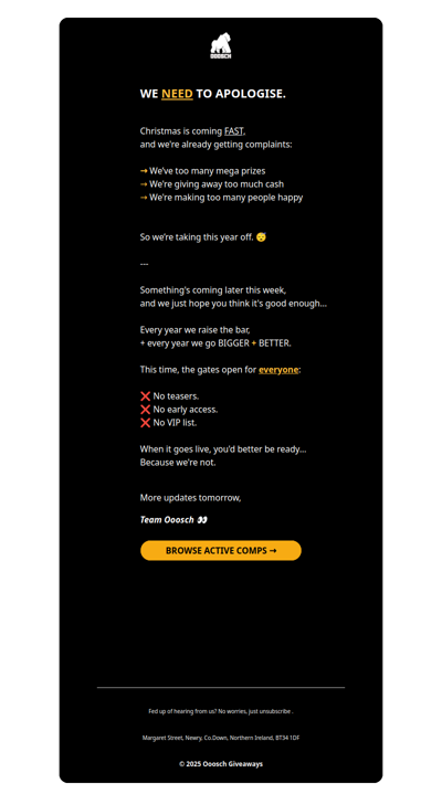 UPDATE → WE'RE SORRY.