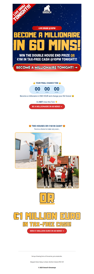 🥵 Just 60 mins left Tom! →