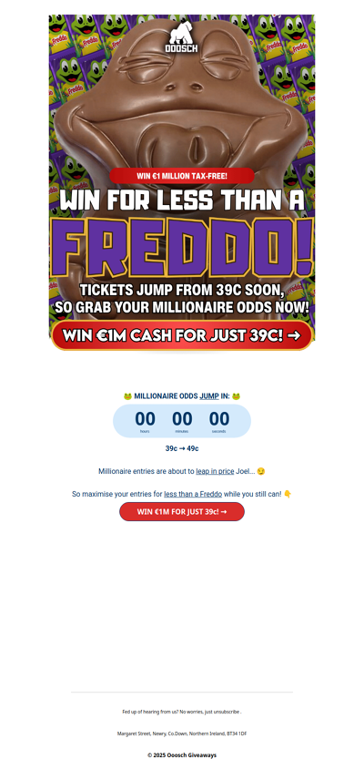 🐸 Less than a FREDDO Joel...