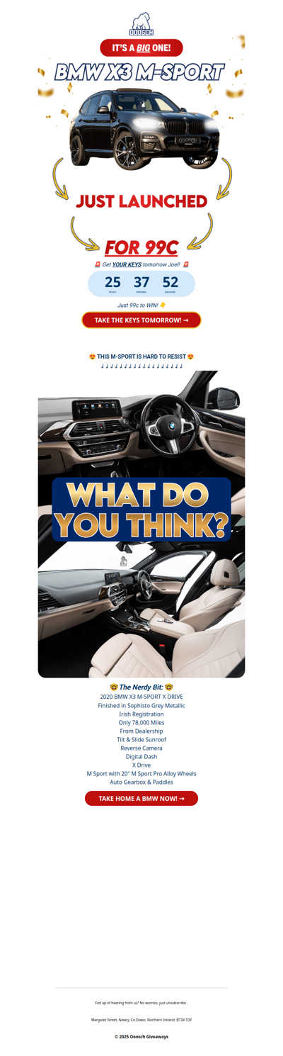 😍 WIN a BMW X3 tomorrow Joel!