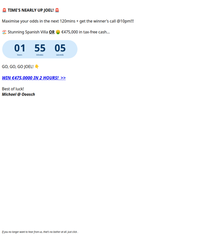 🤑 Win €475k in 2 HOURS Joel! →