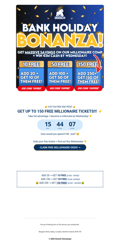 🤫 Claim 150 FREE tickets Joel!