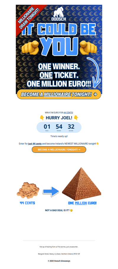 🤯 Win €1M EURO tonight Joel! 🤯
