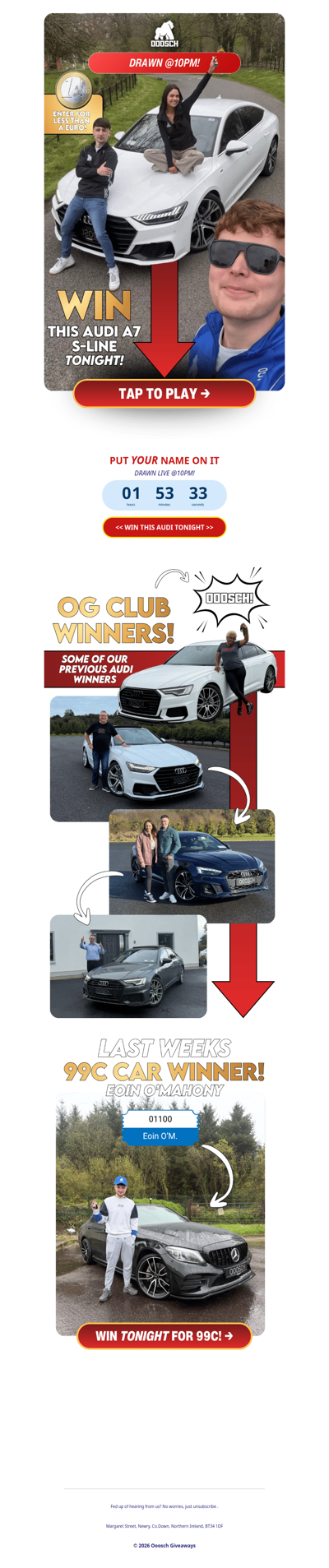 JOEL 🫵 = Next 99c Audi WINNER?