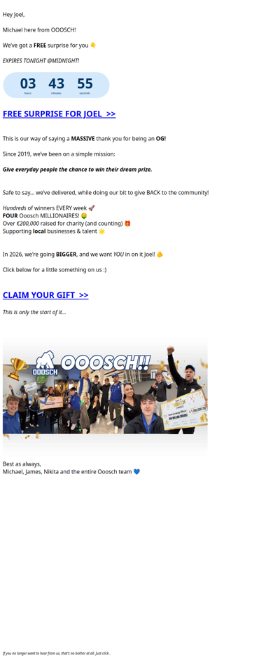 Your FREE surprise Joel!