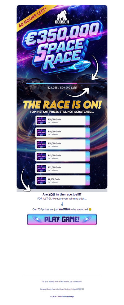 RACE for an INSTANT €20,000! 🚀