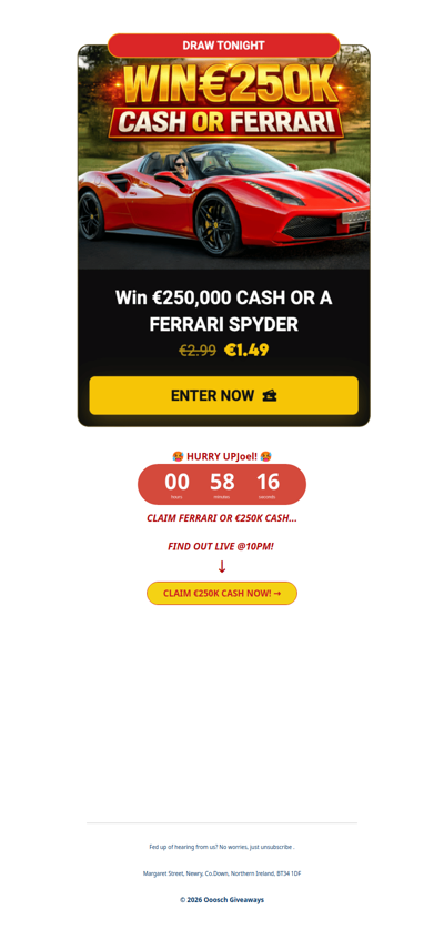 👉 Win €250K CASH TONIGHT! 👉