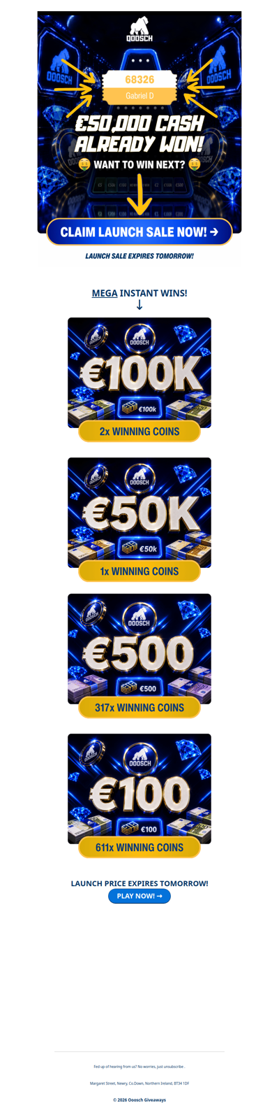 🤑 Gabriel just WON €50K! →