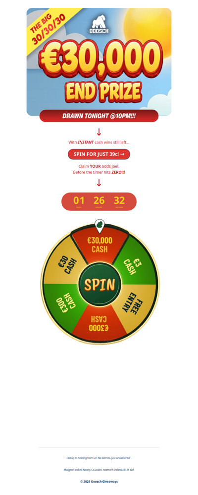 ⏰ @10PM → WIN €30,000 CASH!
