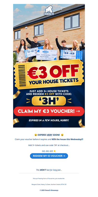 🚨 You've got €3 CREDIT Joel! →