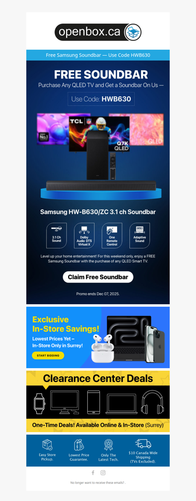 Free Samsung Soundbar — Use Code HWB630